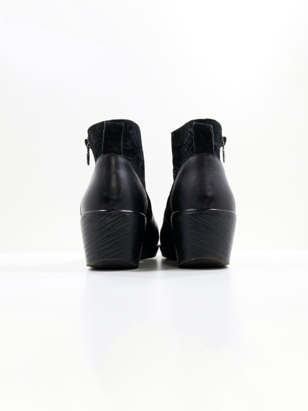Alegria Serina Black Leather & Brocade 2.5" Wedge Heel Ankle Boots - 9/EU 39 - Picture 4 of 7